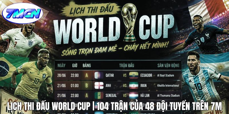 Lịch Thi Đấu World Cup | 104 Trận Của 48 Đội Tuyển Trên 7m