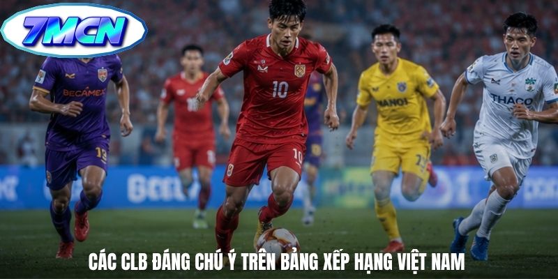Các CLB đáng chú ý trên bảng xếp hạng Việt Nam